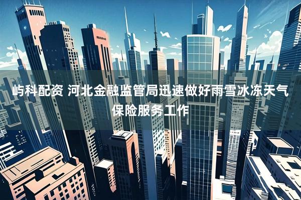 屿科配资 河北金融监管局迅速做好雨雪冰冻天气保险服务工作